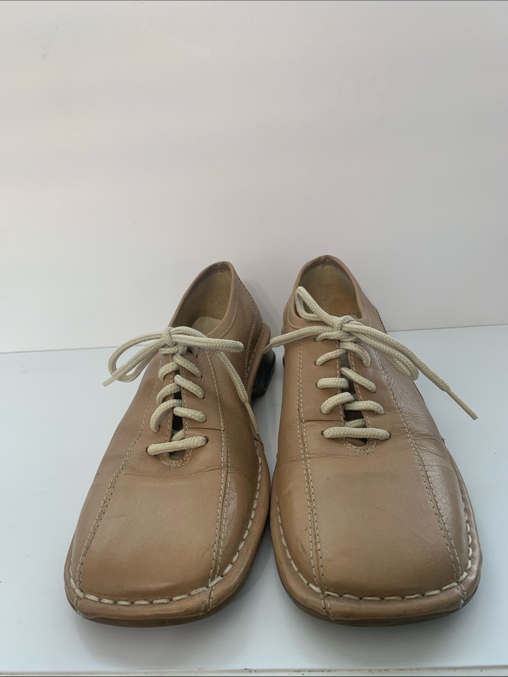 Andrew Stevens Beige Women's CLUB Leather Flat Oxford Shoes Size  7.5